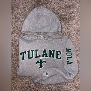 Champion Tulane University Green Wave Hoodie - Heather Grey - Men’s Size Small